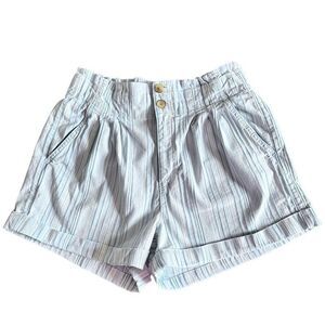 American Eagle Outfitters High Waist Paper bag Pleated Pinstripe Shorts Size 10